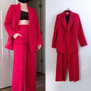 NWOT Halloween Red Devil Double Breasted Blazer Trouser Pantsuit Matching Set